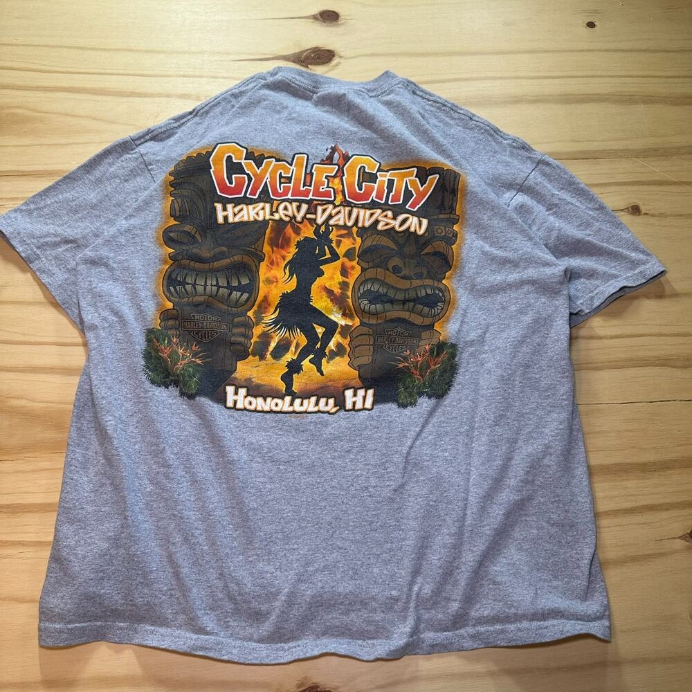 Harley Davidson T-Shirt Mens XL Grey Hawaii Biker Motorcycle Tiki Beach